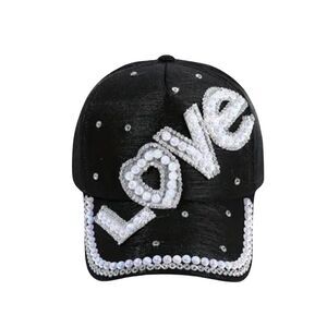 NEW Bridal Love Embroidered Baseball Hat Sequins and White Pearls